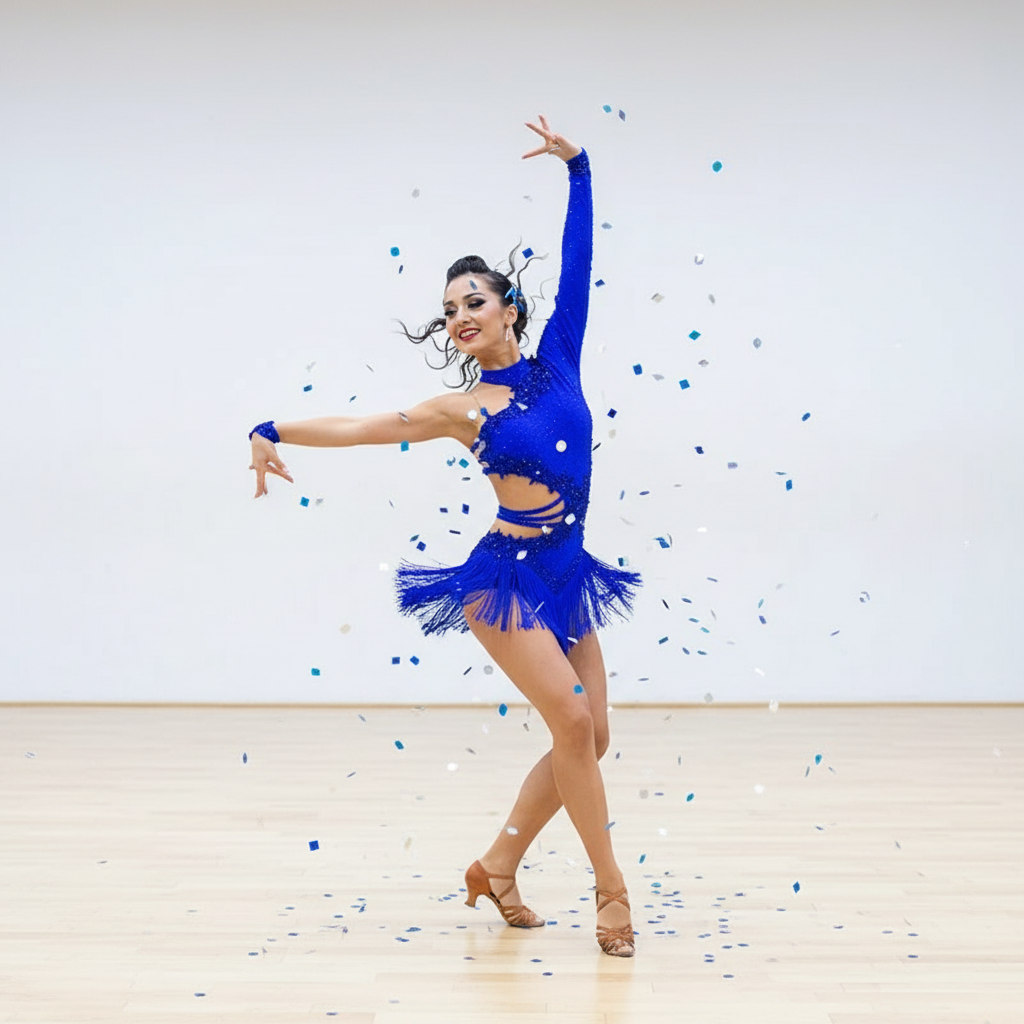 New Latin Dance Dress for Women – Ballroom Rumba Competition Dress, Adult Group Performance Costume, Fringe Latin Dance Skirt