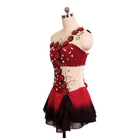Custom Figure Skating Dress for Girls and Women Gradient Red Black Performance Competition Skating Costume