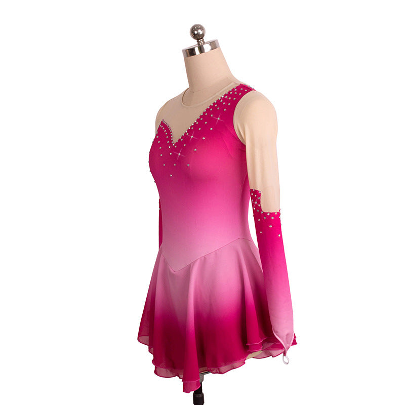 Custom Figure Skating Dress for Girls Kids Adult Ice Skating Performance Competition Skating Dress Gradient Pink