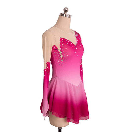 Custom Figure Skating Dress for Girls Kids Adult Ice Skating Performance Competition Skating Dress Gradient Pink