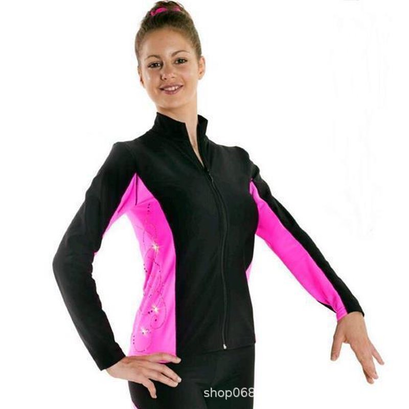 Figure Skating Training Outfit Set for Kids & Adults – Black Jacket and Long Pants with Color Block Stripes