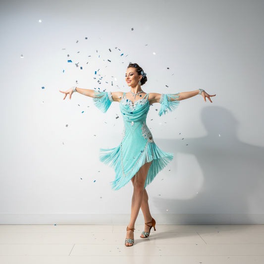 New Women’s Latin Dance Dress – Rhinestone Fringe Costume for Practice, Performance & Competition, Professional Custom Design