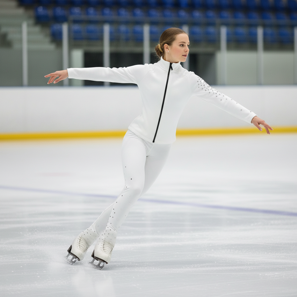 Figure Skating Training Wear Rhinestone Set for Children and Adults – Ice Skating Outfit with Over-the-Boot Pants