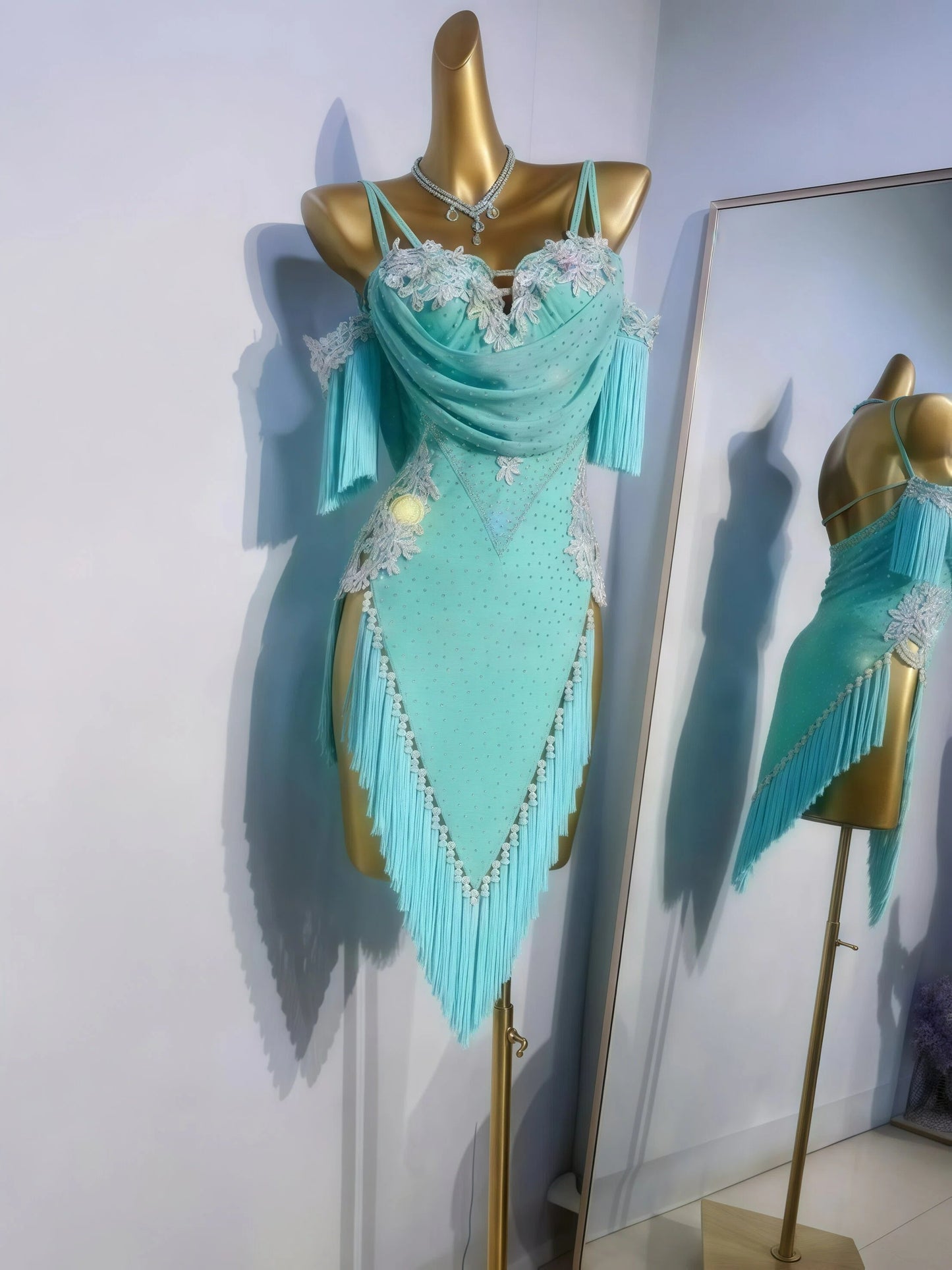 New Women’s Latin Dance Dress – Rhinestone Fringe Costume for Practice, Performance & Competition, Professional Custom Design