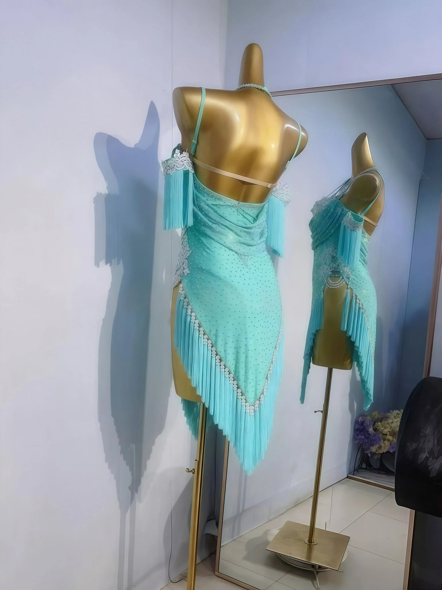 New Women’s Latin Dance Dress – Rhinestone Fringe Costume for Practice, Performance & Competition, Professional Custom Design
