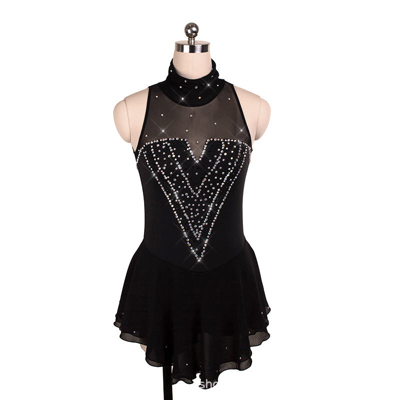 Customized figure skating costumes for children, women, and adults; girls' performance outfits and competition skirts; 16 colors available.