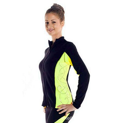 Figure Skating Training Outfit Set for Kids & Adults – Black Jacket and Long Pants with Color Block Stripes