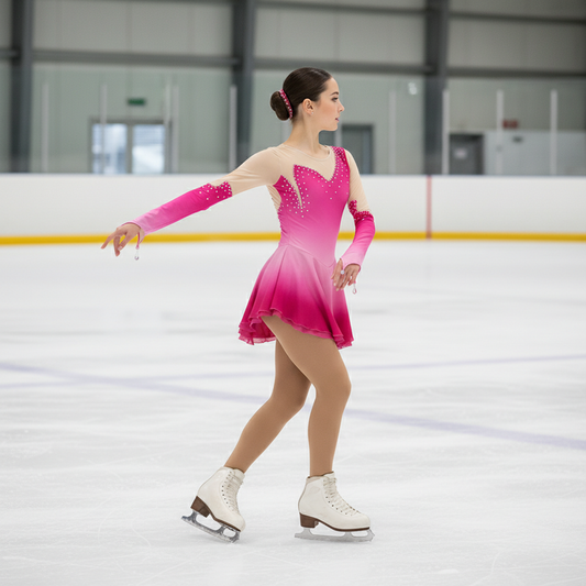 Custom Figure Skating Dress for Girls Kids Adult Ice Skating Performance Competition Skating Dress Gradient Pink